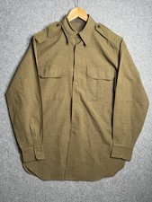 Vintage 40s WWII Wool Flannel Field Shirt Olive Drab Military Epaulets Large picture