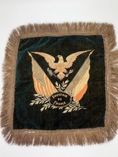 Souvenir de France Embroidered Velvet Pillow Top US French Flags Treaty picture