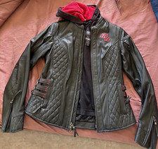 Harley-Davidson Womens Scroll Skull 3-in-1 Leather Riding Jacket Hoodie picture