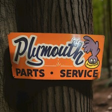 Vintage Plymouth Porcelain Sign Road Runner Chrysler Barracuda Prowler Scamp USA picture