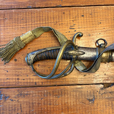 Antique Original French Officers Saber, Blued and Etched Blade, w/ sword knot picture