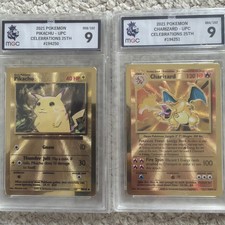 🔥Pokémon Celebrations Gold Metal CHARIZARD & PIKACHU 25th Anniversary🔥 graded picture