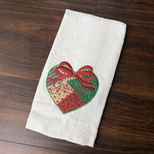 VTG Royal Terry Christmas Towel Cottagecore Patchwork Heart Embroidered New picture