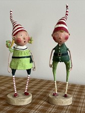 Lori Mitchell Christmas Figurine PAIR “Tootsie & Tinker Twinkle Elves 8”tall #62 picture