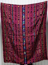 Vintage Guatemalan Huipil Panel 50 X 48 Uncut Handwoven Mayan Loom Textile picture