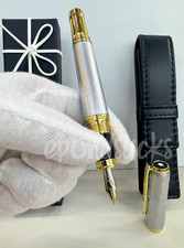 MONTBLANC Writers Edition Victor Hugo Fountain Pen Silver Gold Tone Rare Auc. picture