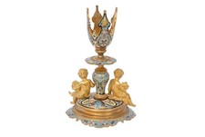 19th C. French Napoleon Period Giltbronze Cloisonné or Champlevé Candle Holder picture
