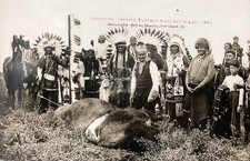 Geronimo Carving Buffalo Meat for his Indians 1909 RPPC Photo Postcard COPY picture