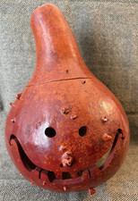 Vintage Primitive Folk Art Halloween Jack-O-Lantern Gourd Pumpkin Hand Crafted picture