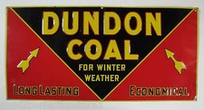 DUNDON COAL FOR WINTER WEATHER Original Old Embossed Tin Ad Sign Fuel Oil picture