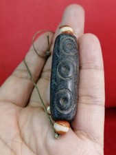 Himalayan Indo Agate  Old Genuine Ancient Longevity Dzi Eyes  Good Luck  Bead picture
