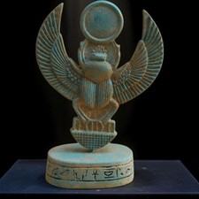 Rare Ancient Egyptian Winged Scarab Statue Egyptian Good Luck Symbol Khepri BC picture