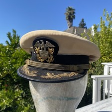 WWII US Navy Senior Officer Peaked Visor by Art Caps of New York - Size 7 1/8 picture