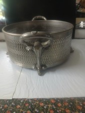 Vintage Royal Rochester Caddy: Round Footed Ornate Metal with Handles. picture