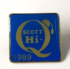 1989 Scott Hi-Q Academic Quiz Competition Silver Tone Blue Enamel Lapel Pin VTG picture
