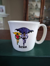 Rare Vintage 1966 Batman Robin Salem Milk Glass Coffee Mug DC Comics picture