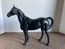 Vintage 1930s HUBLEY Cast Iron Black Beauty Thoroughbred Horse Statue Door Stop picture