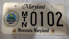 Maryland License Plate Mountain Maryland MTN0102 PACE picture