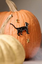 Anthropologie Halloween Black Cat Star Moon Pumpkin Pin Charms Decor NWT picture