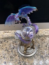 Dragon Of Wisdom Crystal Ball - Franklin Mint Julie Bell Bronze Statue picture