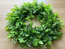 Vintage Mid-Century Plastic Boxwood Wreath | 12” Green Foliage | Retro Wall picture