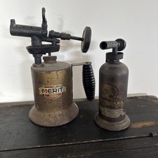 LOT 2 Vintage Brass Blow Torches Steampunk Rustic Industrial Merit & Link picture