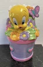 Vintage 1997 Gibson Looney Tunes Sunshine Tweety Bird Ceramic Cookie Jar 10.5