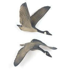 2 Vintage Flying Canada Geese Wall Art Plaques Dimensional Metal Canadian Goose picture
