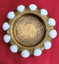 Vtg 1930s Fisher Jewel Tray Vitro Agate Marble Brass Ashtray Coaster Art Deco picture