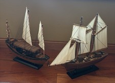 Chinese Junk Vessel – Wooden Sailing Ship Model & Nautical Sailboat.  2 Boats picture