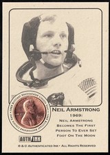 NEIL ARMSTRONG - 1969 B/U Original Lincoln Cent Coin Card - AMERICAN ASTRONAUT picture