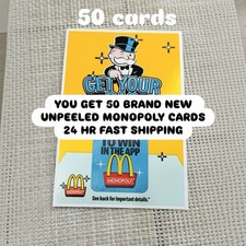 McDonald's Monopoly Play-to-Win 50x UnPeeled - 50  NEW Unpeeled 2026 - 50 cards picture
