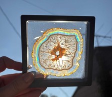 Indonesian Iris Agate Slice | Natural Rainbow Diffraction Specimen picture
