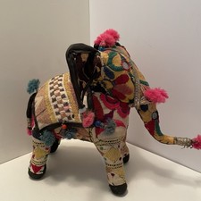 Vintage Handcrafted Rajasthani Patchwork Elephant Cotton Embroidery India 9