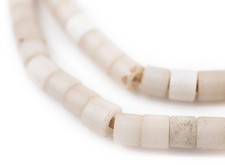 Vintage Czech White Cylinder Beads 6mm Nigeria African Glass Large Hole Handmade picture