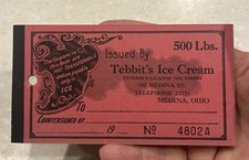 Antique 1930s Ice Cream Coupon Booklet FULL Tebbit’s Medina Ohio + Ice House Ice picture