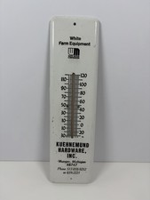 Vintage White Farm Equipment Tractor Dealer Thermometer Sign Works Munger MI picture