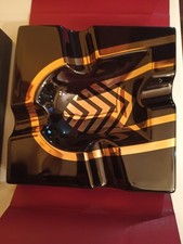 La Casa Del Habano Square Porcelain Cigar Ashtray - Black & Gold - Brand New/Unu picture