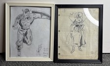 Marvel Captain America & Doctor Strange Original Pencil Sketch Art Lot Framed 2 picture