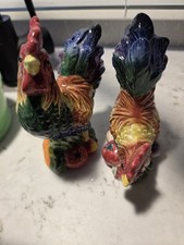 Vintage Fitz & Floyd Coq du Village Rooster & Hen Salt Pepper Shakers 5
