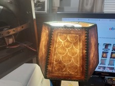 Antique 6 Sided Mica Lamp Shade Fish Scale Pattern 7-5/8
