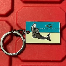 Georgia Aquarium Dolphin Metal Keychain Souvenir Pre Owned Blue And White picture