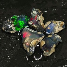 Selected Black/Black Crystal Raw Uncut Ethiopian Opal Cutters picture