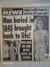 VINTAGE WEEKLY WORLD NEWS FAKE NEWSPAPER TABLOID MAN BURIED IN 1845 BACK TO LIFE picture