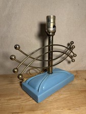 Vintage Atomic Age Turquoise Ceramic Table Lamp MCM Sputnik Works picture