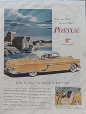 1954 PONTIAC Automotive Print Ad VG Only The Price Tag Reveals Low picture