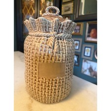 Vintage McCoy Pottery Burlap Bag Cookie Jar 158 Brown Glaze USA Authentic 1970s picture