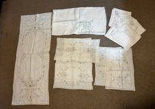 Vintage Embroidered Table Linens 13PC Set Needlework Doilies Runner Tablecloth picture