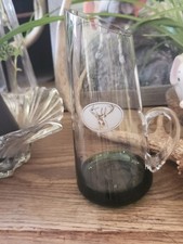 VTG Jagermeister Handblown Liqueur pitcher Frosted ElK,Green Base picture
