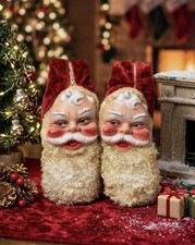 Vintage 1950s Santa Claus RubberFace Lot of 2 Bijou Toys Inc picture